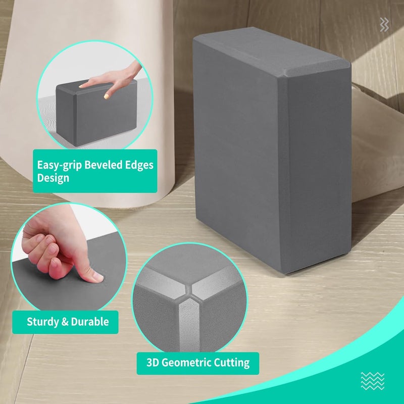 Corsiampoo Yoga Blocks 2 Pack 9x6x3 Inches, Sturdy Foam Yoga Block, Premium EVA, Non Slip High Density for Pilates Meditation, Stretching and Toning - Image 3